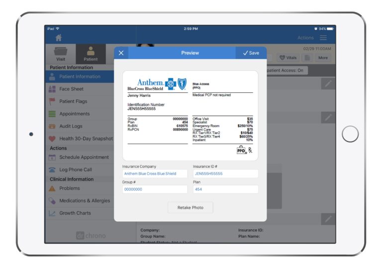 drchrono Announces Patient Insurance Card and Credit Card Capture in iPad, iPhone App and Web